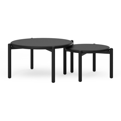 Pulo loungetafels in zwart aluminium - Dia. 70 - 50 x H. 37.5 - 32.5 cm