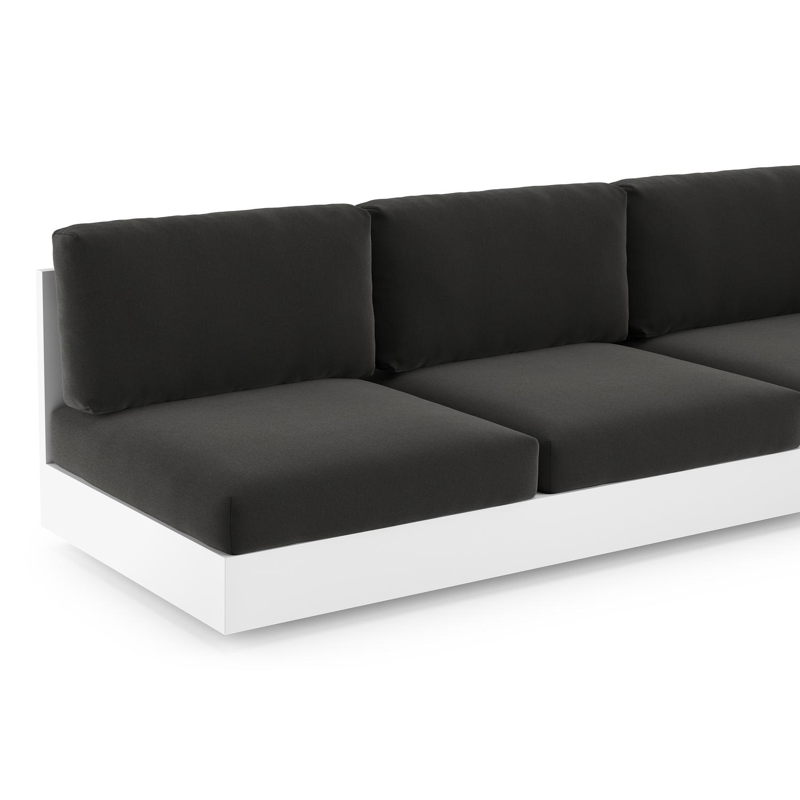 Como loungebank in wit aluminium met natte sooty all weather sunbrella® luxe kussen