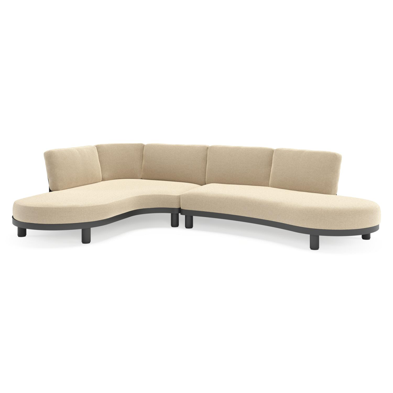 Donato loungehoek in zwart aluminium met all weather cosytica Althea Camel kussen