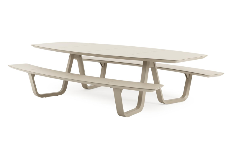 Forno picknicktafel bootvorm in beige aluminium - L 280 x B 192 x H 72 cm