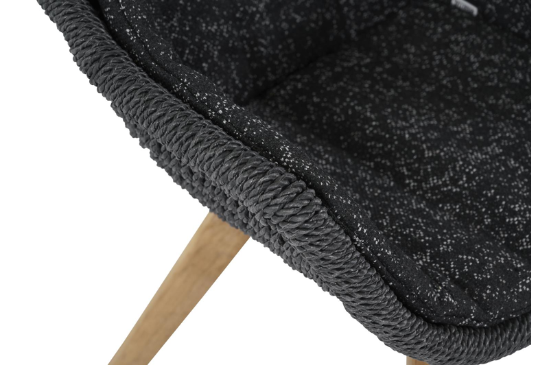 Pagino tuinstoel in teak en naturel wicker met kussen in tweed raven all weather sunbrella® luxe