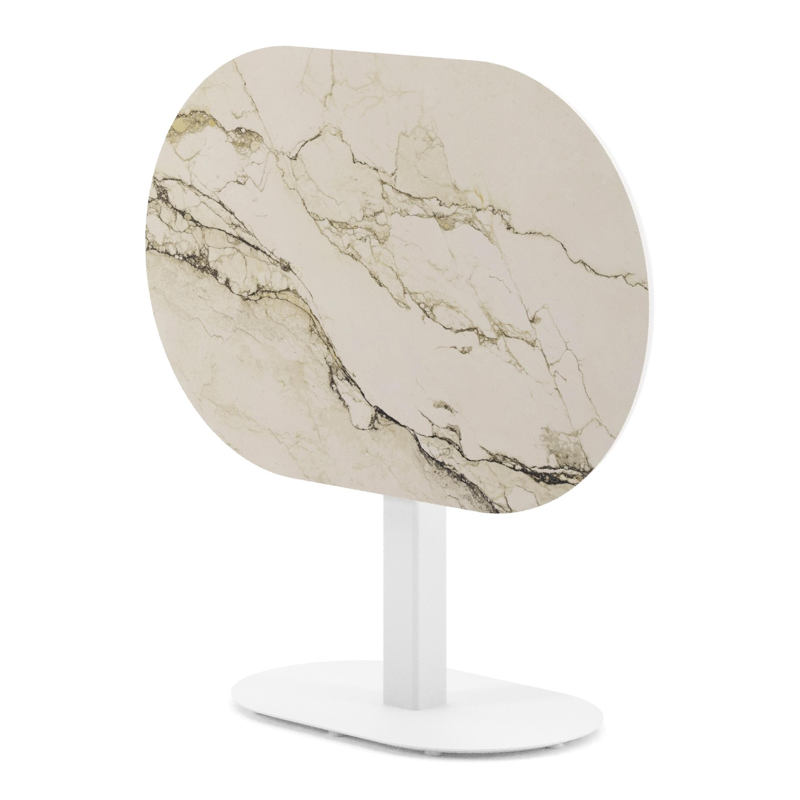 Teramo kantelbare tuintafel bombo in wit aluminium en volkeramiek Colorado Dunes - L 110 x B 70 x H 74 cm