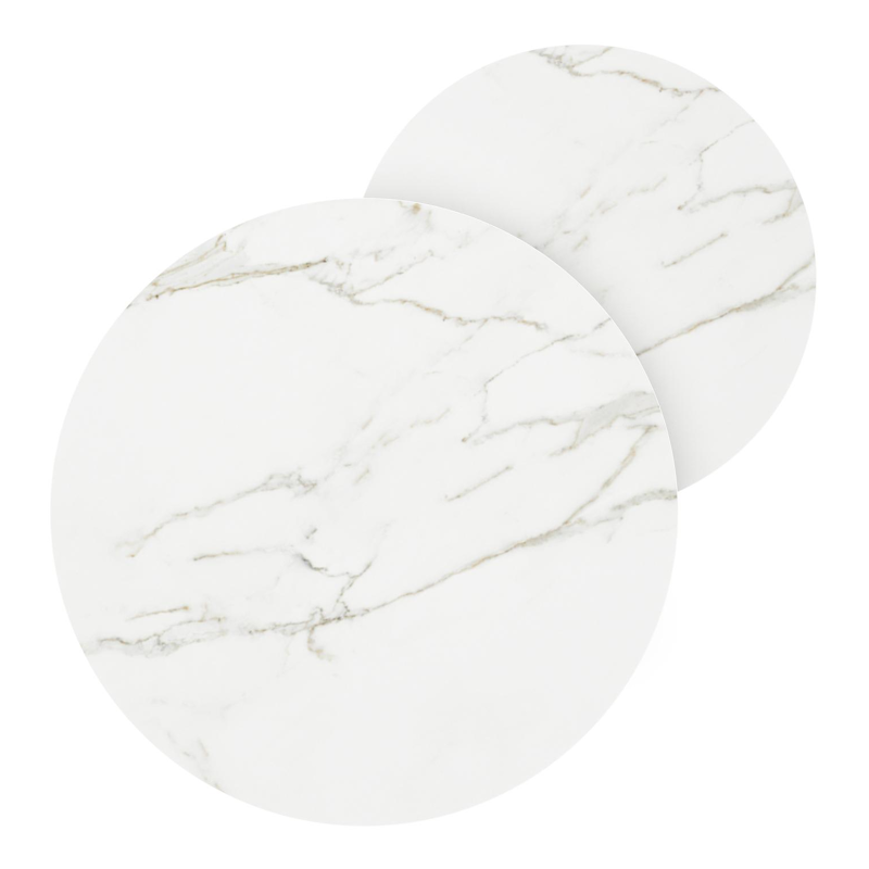 Lacrima loungetafels in wit aluminium en calacatta volkeramiek - Dia. 85/65 x H 35/30 cm