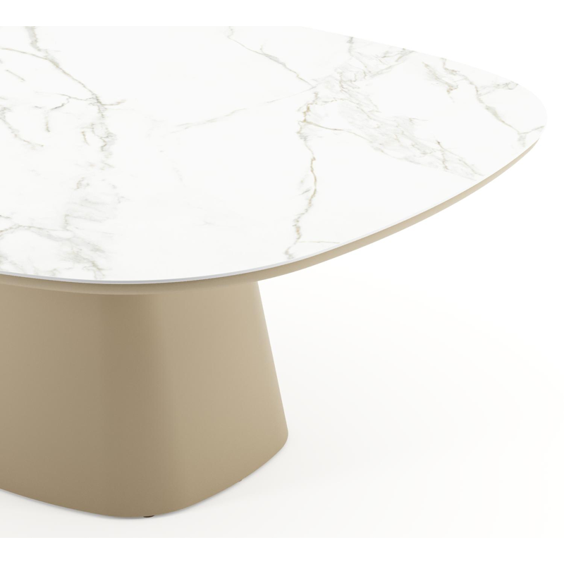 Table de jardin Amico bombo xl en aluminium beige et céramique pleine Calacatta - Lg. 210 x Lrg. 148 x Haut. 74 cm