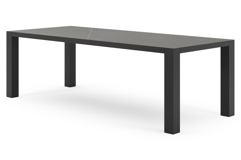 Nano tuintafel in zwart aluminium en volkeramiek calatorao - L 240 x B 100 x H 75 cm