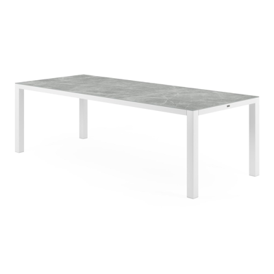 Como tuintafel in wit aluminium en volkeramiek zaha stone - L 240 x B 100 x H 76 cm