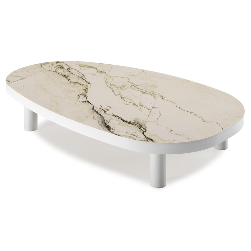 Donato loungetafel in wit aluminium en volkeramiek colorado dunes - L 151 x B 90 x H 25 cm