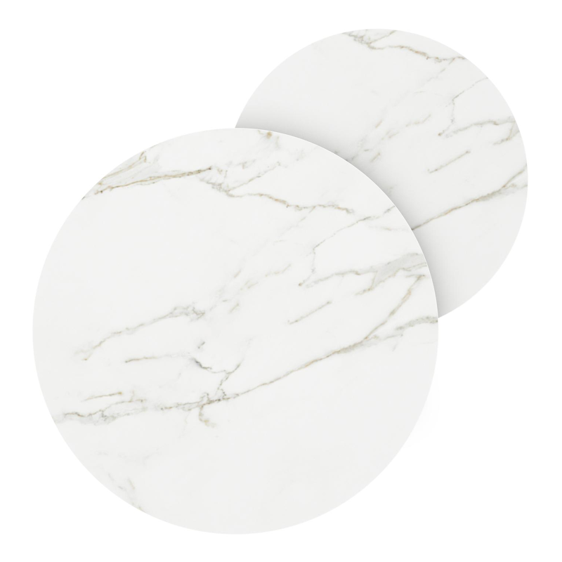 Lacrima set van 2 loungetafels rond in zwart aluminium en volkeramiek Calacatta - Dia. 85/65 x H 35/30 cm