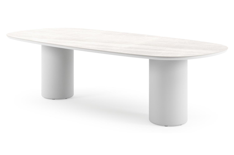 Amico tuintafel bombo in wit aluminium en volkeramiek Taj Mahal - L 270 x B 125 x H 73.5 cm