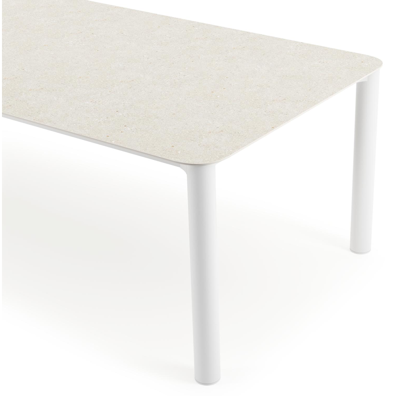 Orso tuintafel rechthoekig afgerond in wit aluminium en volkeramiek shilin - L 290 x B 110 x H 73.5 cm