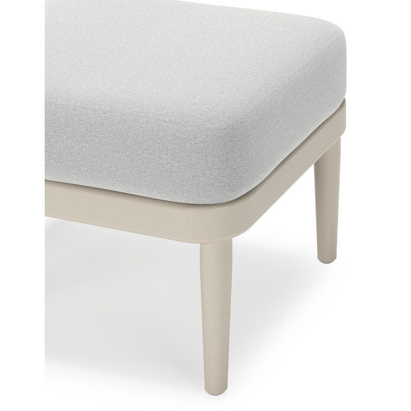 Pouf Orso en aluminium beige et coussins en all weather sunbrella® luxe Natte Grey Chine