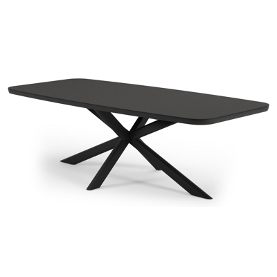 Pamplona ensemble de jardin forme de bateau en aluminium noir en sintered stone notte minerale avec 6 chaises de jardin Cosa