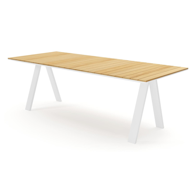 Cesano tuintafel in wit aluminium en teak - L 240 x B 100 x H 75.5 cm