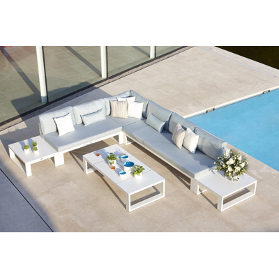 Verato loungeset wit-lichtgrijs - aluminium en all weather sunbrella® luxe - 7 personen