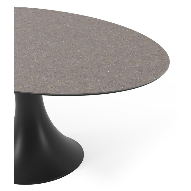 Table de jardin Fano ovale en aluminium noir et céramique pleine wulong - Lg. 180 x Lrg. 110 x Haut. 75 cm