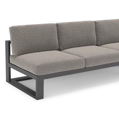 Verato loungehoek in zwart aluminium met chartres drizzle all weather sunbrella® luxe kussen