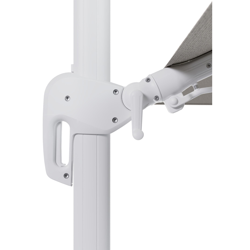 Parasol pendant Rufina avec fonction tilt en aluminium blanc et toile de parasol en All Weather Solica Firenze Sand  - Lg.1 400 x Lg.2 300 cm (sans pied de parasol