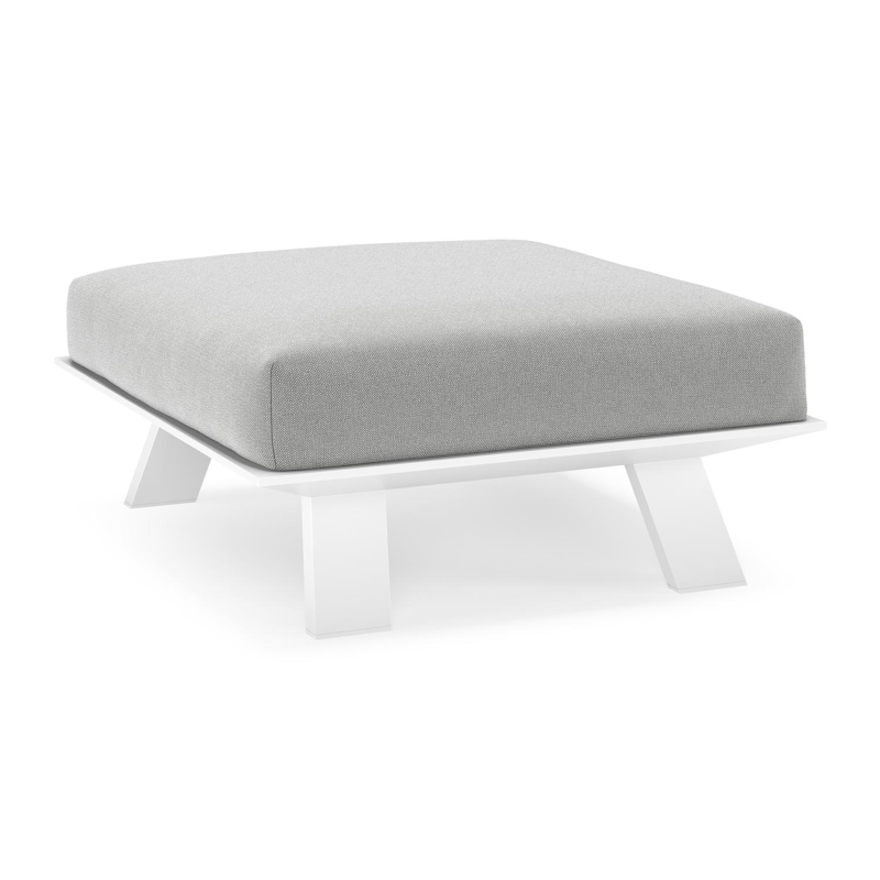 Cesano poef in wit aluminium met savane grey all weather Sunbrella® luxe kussen