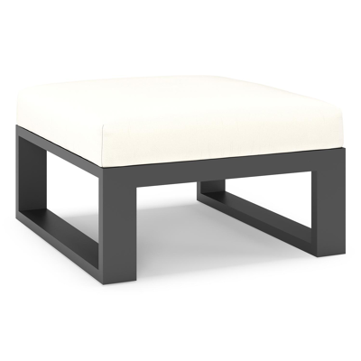 Verato poef in zwart aluminium met natte white all weather sunbrella® luxe kussen