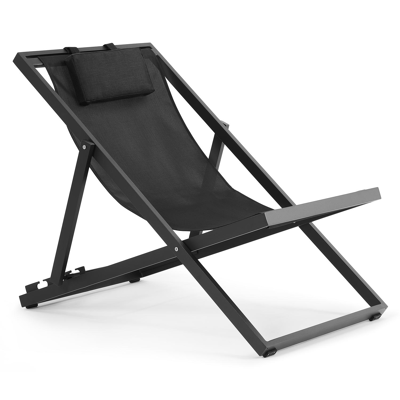 Cabana strandstoel in zwart aluminium met zwart textilene