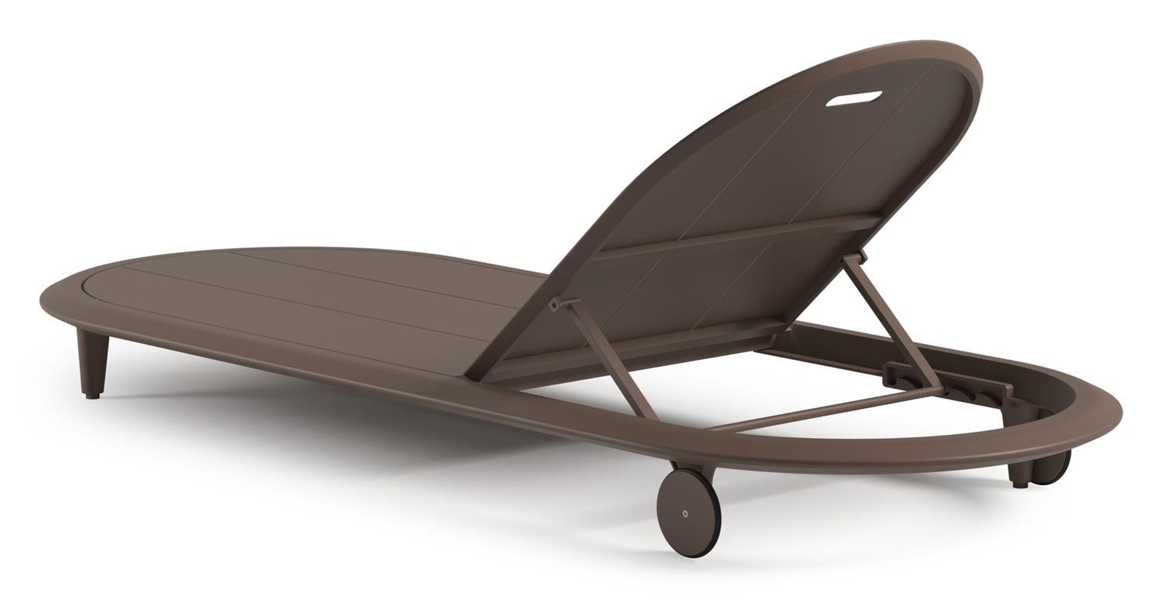 Chaise longue réglable Bomero en aluminium taupe avec firenze natural all weather solica coussin