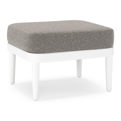 Pouf Orso en aluminium blanc et coussins en all weather sunbrella® luxe Chartres Drizzle