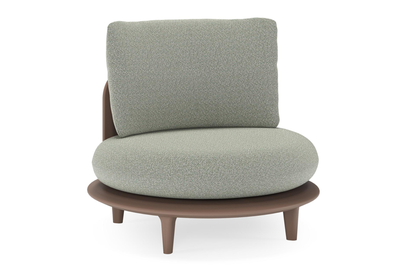 Bomero loungestoel in taupe aluminium met savane leaf all weather sunbrella® luxe kussen