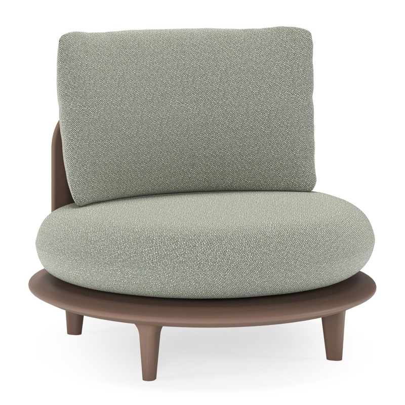 Bomero loungestoel in taupe aluminium met savane leaf all weather sunbrella® luxe kussen