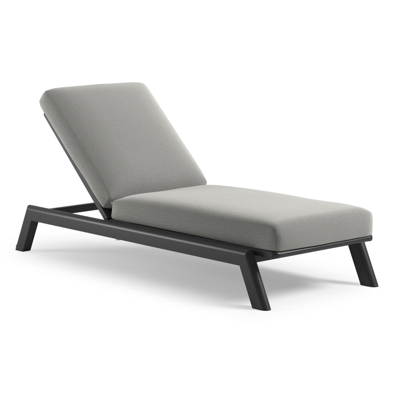 Cirello verstelbaar ligbed met pompsysteem in zwart aluminium met savane nimbus all weather Sunbrella® luxe kussen