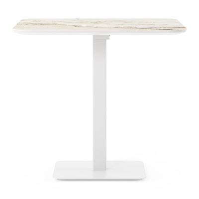 Fano kantelbare tuintafel vierkant afgerond in wit aluminium en volkeramiek colorado dunes - L 80 x B 80 x H 72.5 cm