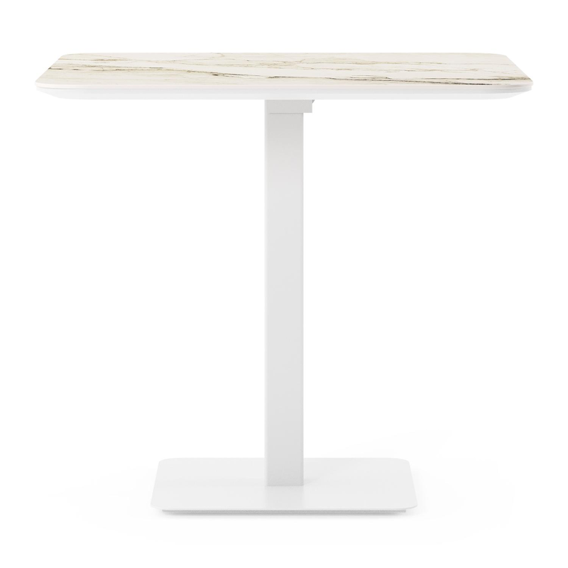 Fano kantelbare tuintafel vierkant afgerond in wit aluminium en volkeramiek colorado dunes - L 80 x B 80 x H 72.5 cm