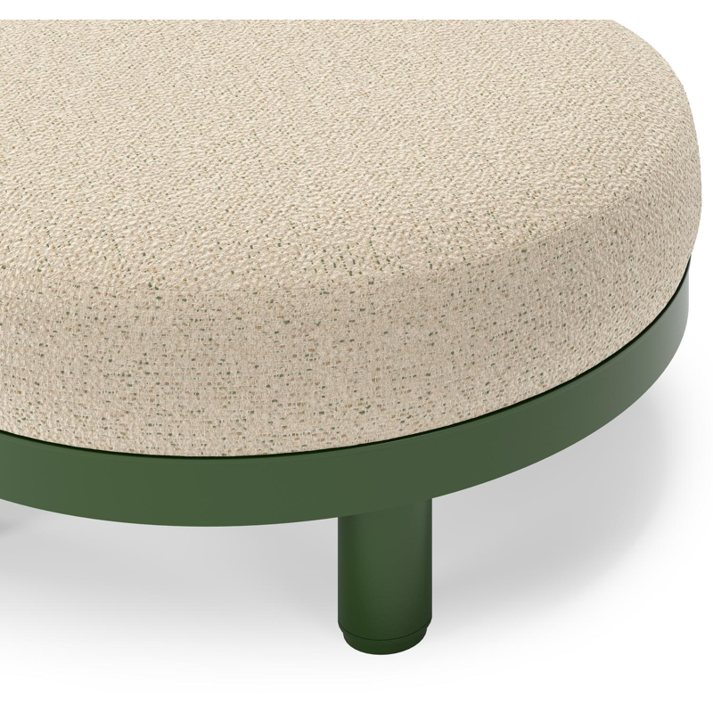 Donato lounge poef in groen aluminium met all weather cosytica Bora Forest kussen