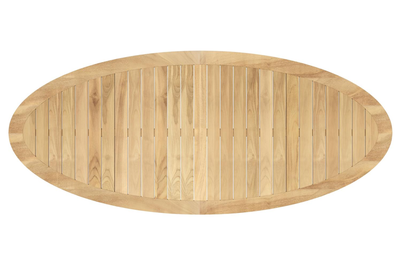 Pamplona tuintafel ovaal in zwart aluminium en teak natural finish - L 270 x B 115 x H 72 cm