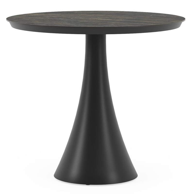 Table de jardin Fano en aluminium noir et céramique pleine black obsession - Dia. 85 x H 75 cm
