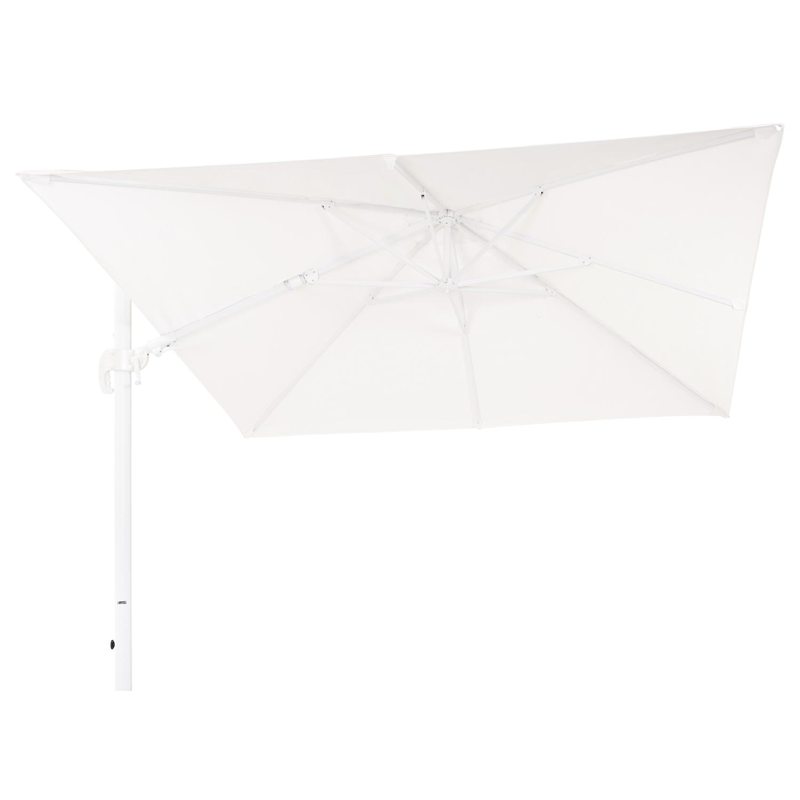 Avola zweefparasol met tiltfunctie in wit aluminium met wit weather+ softtouch parasoldoek - L1 300 x L2 300 cm (zonder voet)