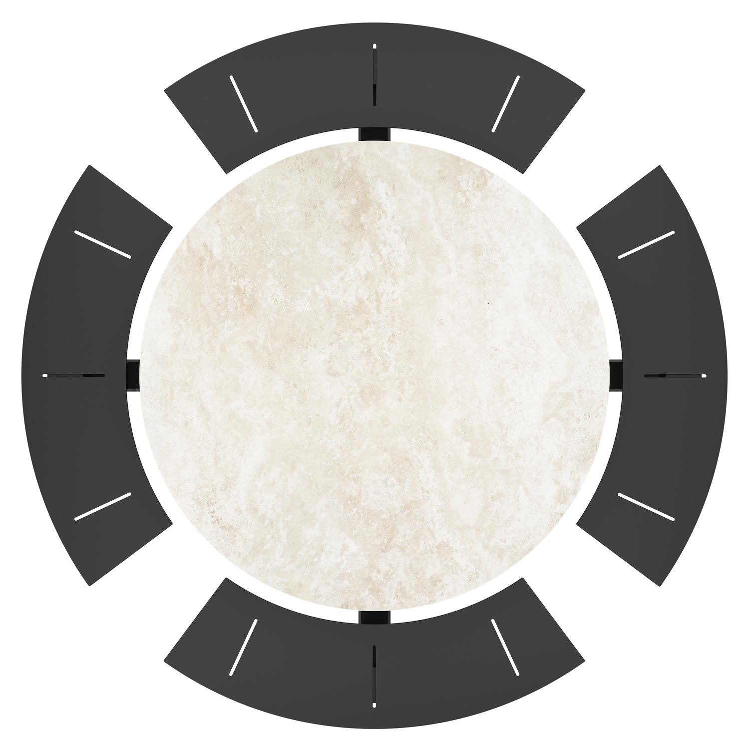 Rondino picknicktafel rond in zwart aluminium en volkeramiek Rapolano dia. 148 cm