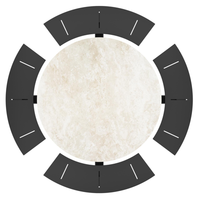 Rondino picknicktafel rond in zwart aluminium en volkeramiek Rapolano dia. 148 cm