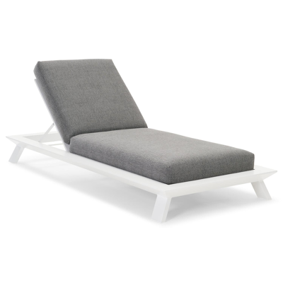 Cesano verstelbaar ligbed in wit aluminium met savane tornado all weather sunbrella® luxe kussen