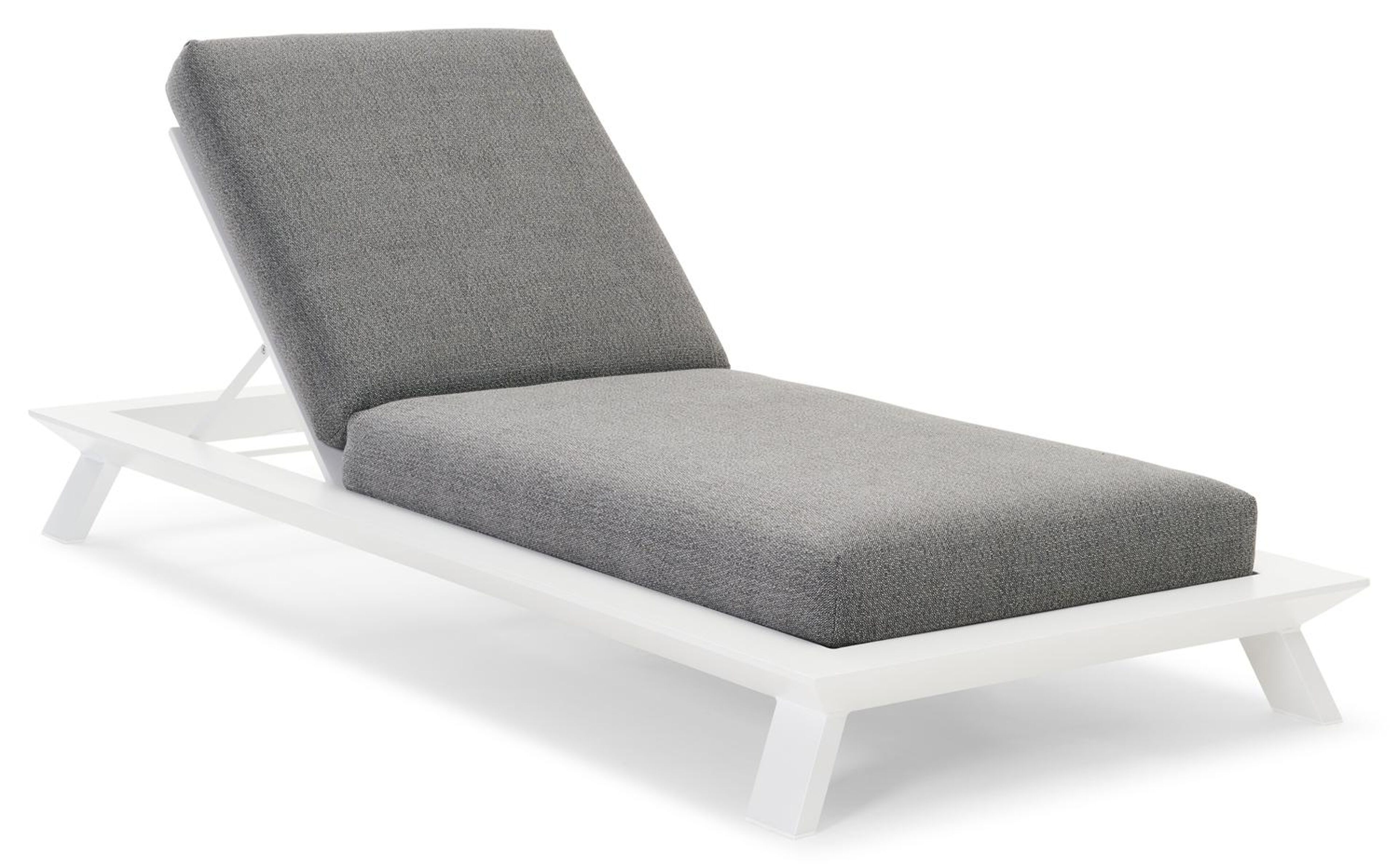 Chaise longue réglable Cesano en aluminium blanc avec All Weather Sunbrella® luxe savane tornado coussin
