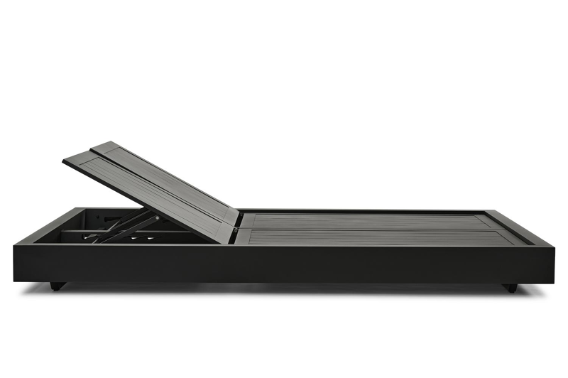 Como verstelbaar dubbel ligbed in zwart aluminium met chartres pewter all weather Sunbrella® luxe kussen