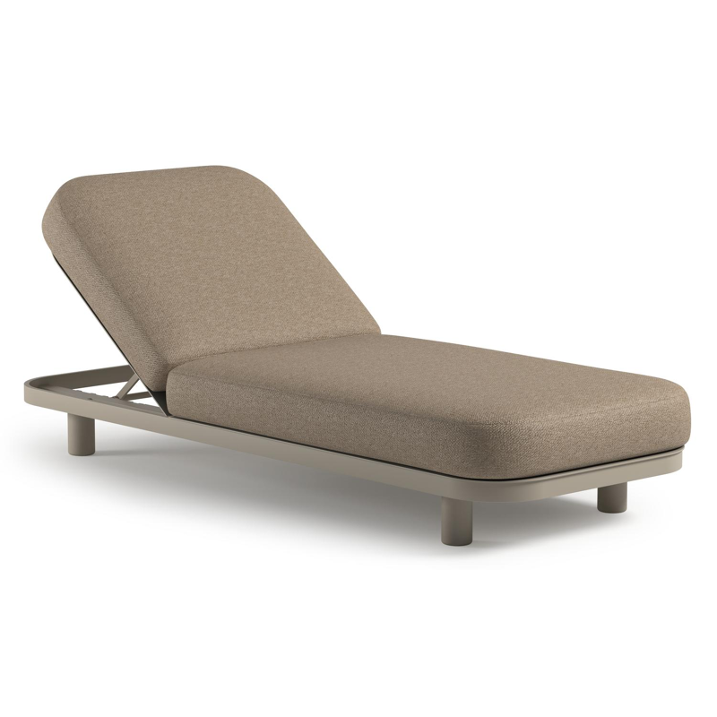 Chaise longue réglable Donato en aluminium beige avec All Weather Cosytica madagascar oak coussin