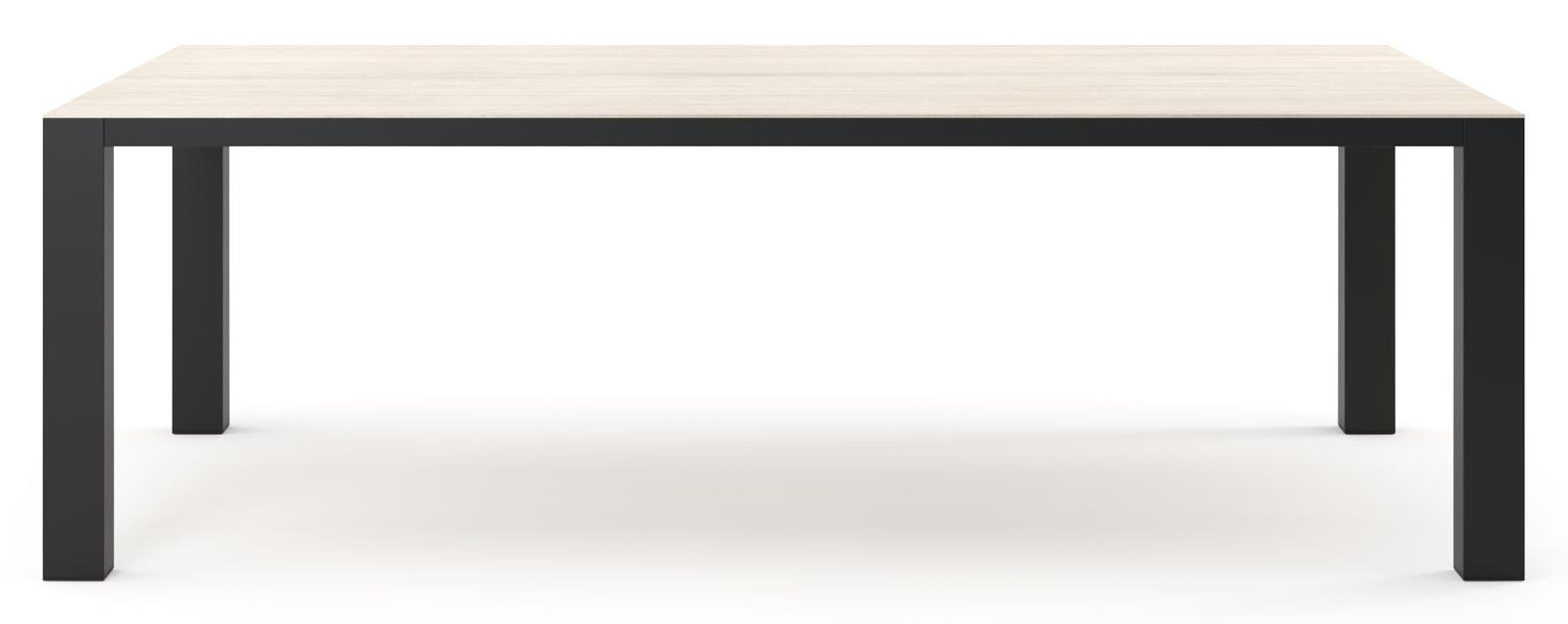 Table de jardin Nano rectangulaire en aluminium noir et céramique pleine Travertino Bianco - Lg. 240 x Lrg. 148 x Haut. 73 cm