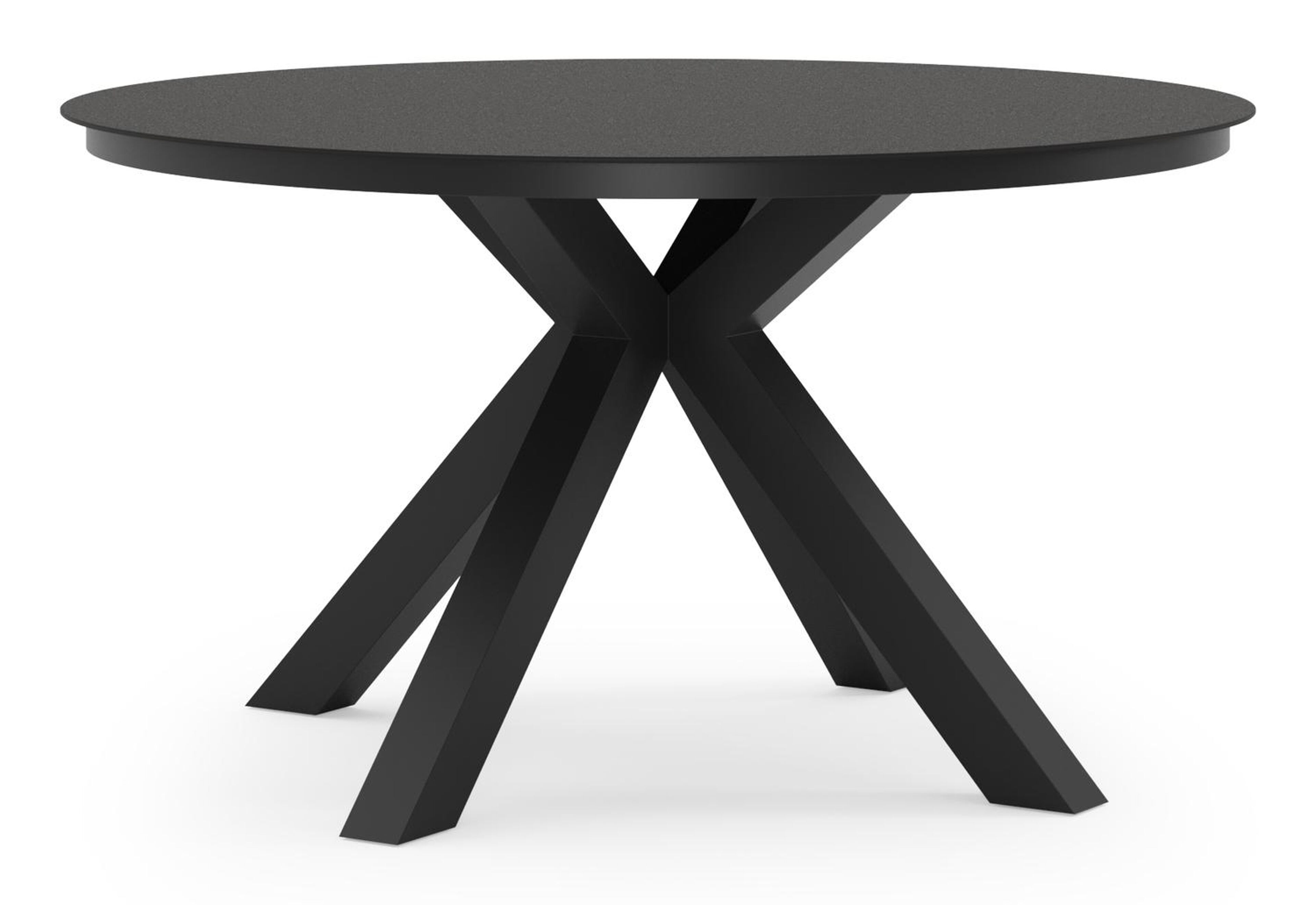 Tora tuintafel rond in zwart aluminium en sintered stone zwart - Dia. 140 x H 75 cm