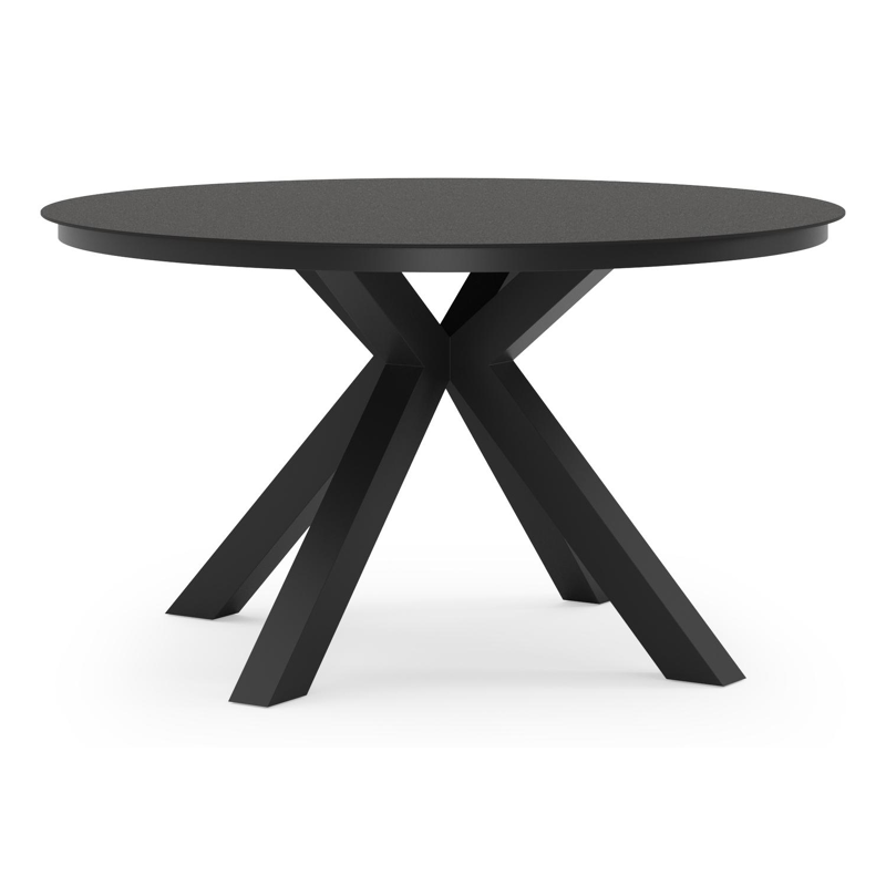 Tora tuintafel rond in zwart aluminium en sintered stone zwart - Dia. 140 cm