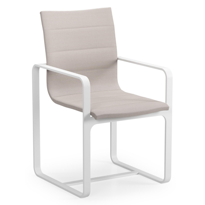 Atessa tuinstoel in wit aluminium en beige luxe textilene