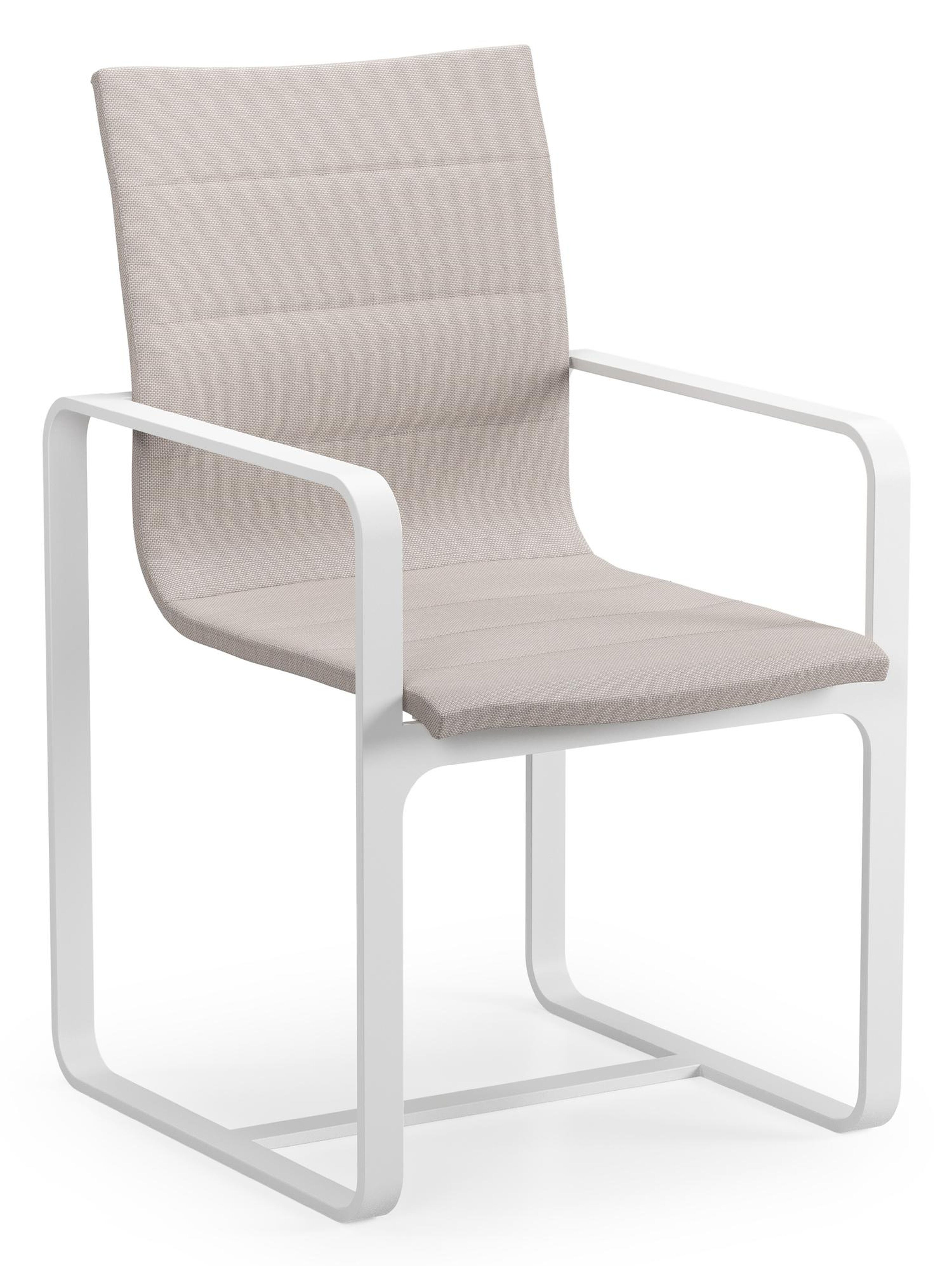 Chaise de jardin Atessa en aluminium blanc et textilène de luxe beige