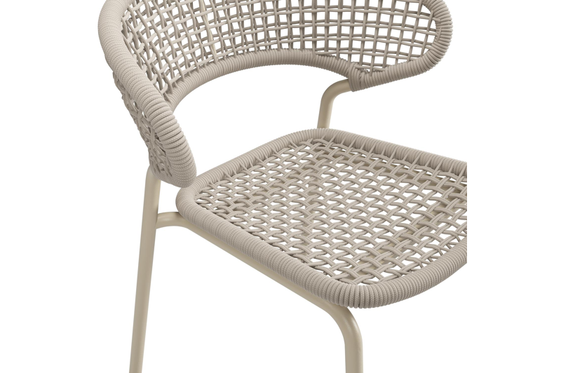 Donato XL tuinstoel in beige aluminium en beige vierkant geweven ronde rope