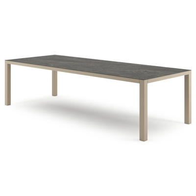 Como tuintafel rechthoekig in beige aluminium en volkeramiek Black Obsession - L 280 x B 110 x H 73 cm