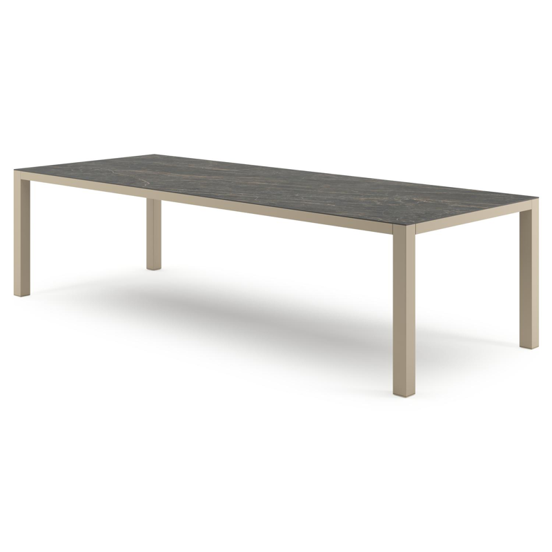 Table de jardin Como rectangulaire en aluminium beige et céramique pleine Black Obsession - Lg. 280 x Lrg. 110 x Haut. 73 cm