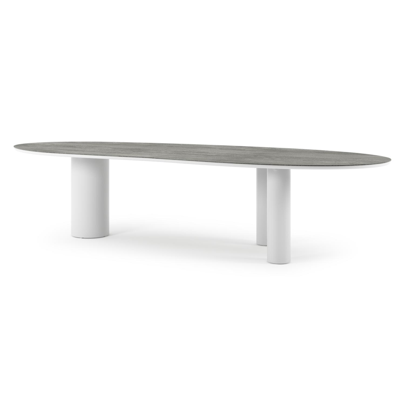 Organo tuintafel organisch in wit aluminium en volkeramiek Aspen Grey - L 320 x B 120 x H 74 cm